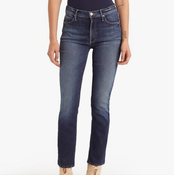 MOTHER Mid Rise Dazzler Ankle On The Edge Dark Wash Feathering Size 28 - Picture 1 of 13